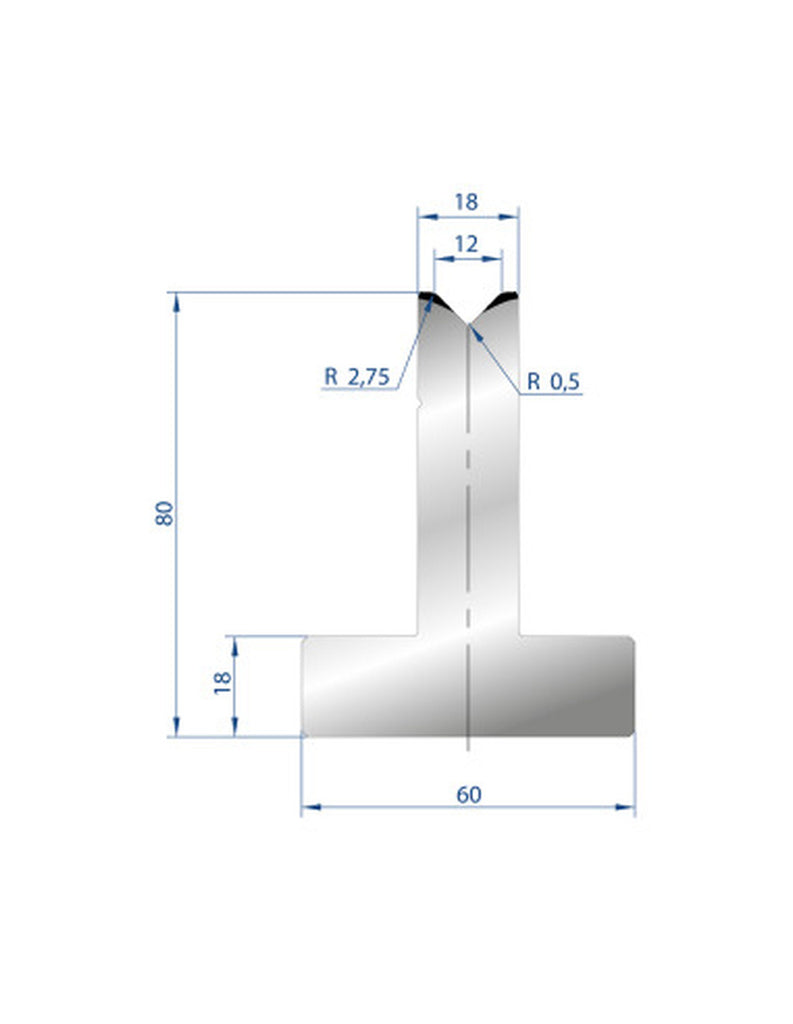 EUROSTAMP Part No. 3015 @ 415mm 88 Degree T Shape Die