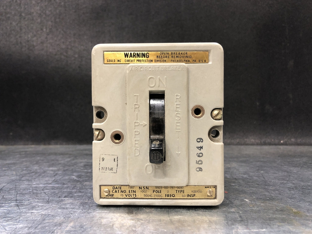GOULD 15 Amp, 3 Pole, 500 volts Air Circuit Breaker AQB-A50