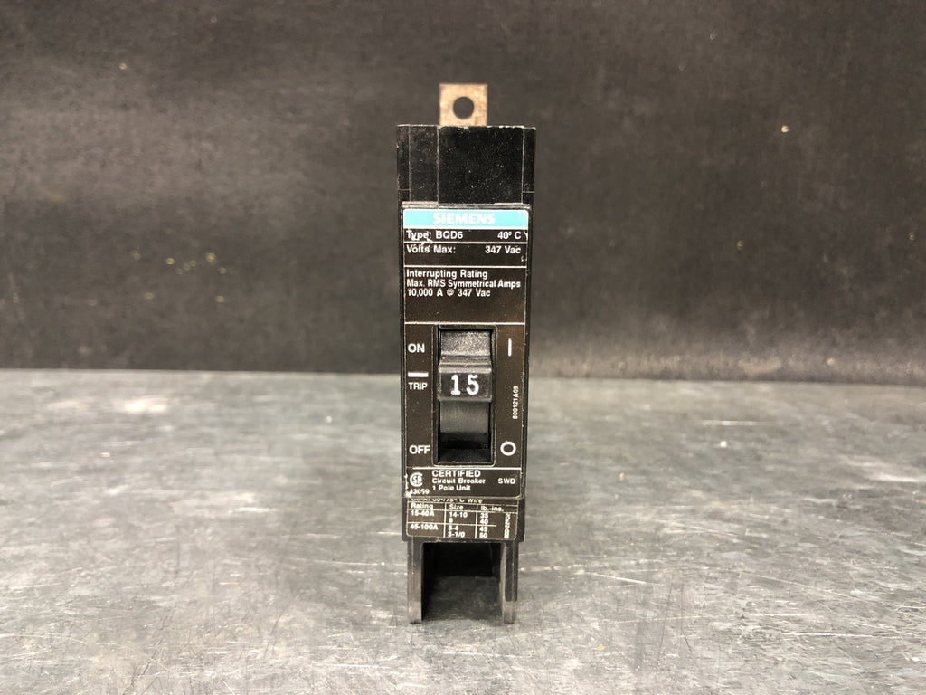 SIEMENS 15 Amp, 1 Pole, 347 volts Circuit Breaker BQD6115