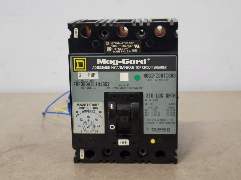 SQUARE D 3 Amp, 3 Pole, 600 volts Circuit Breaker FHP3600311M1352