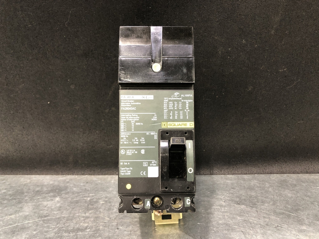 SQUARE D 40 Amp, 3 Pole, 600 Volts Circuit Breaker FA26040AC