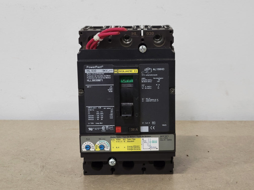 SQUARE D 30 Amp, 3 Pole, 600 volts Circuit Breaker HLL36030M71 w/ Trip Unit