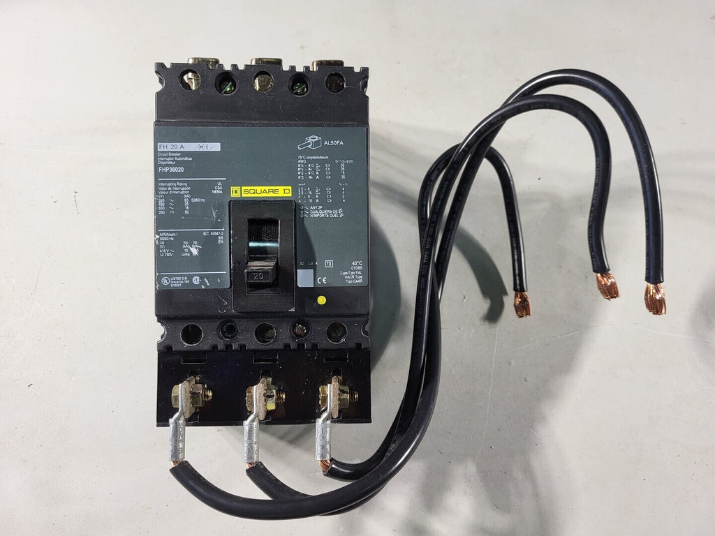 SQUARE D 20 Amp, 3 Pole, 600 volts Circuit Breaker FHP36020