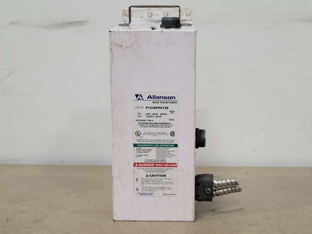 ALLANSON 0.2 kVA Transformer, 120 pri. volts, 12000 sec. volts P1230FPX120