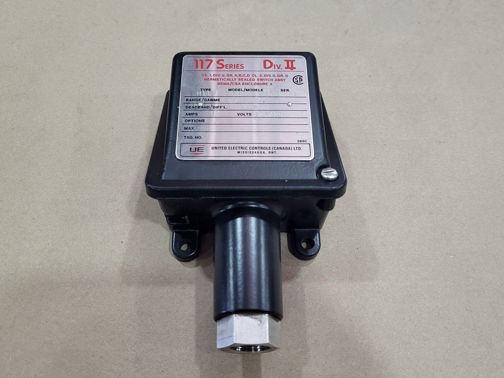 UNITED ELECTRIC Pressure and Temperature Switch Type H117 Model 190, H117-190
