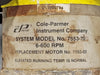 COLE-PARMER Pump Motor 7553-70, 6-600 RPM
