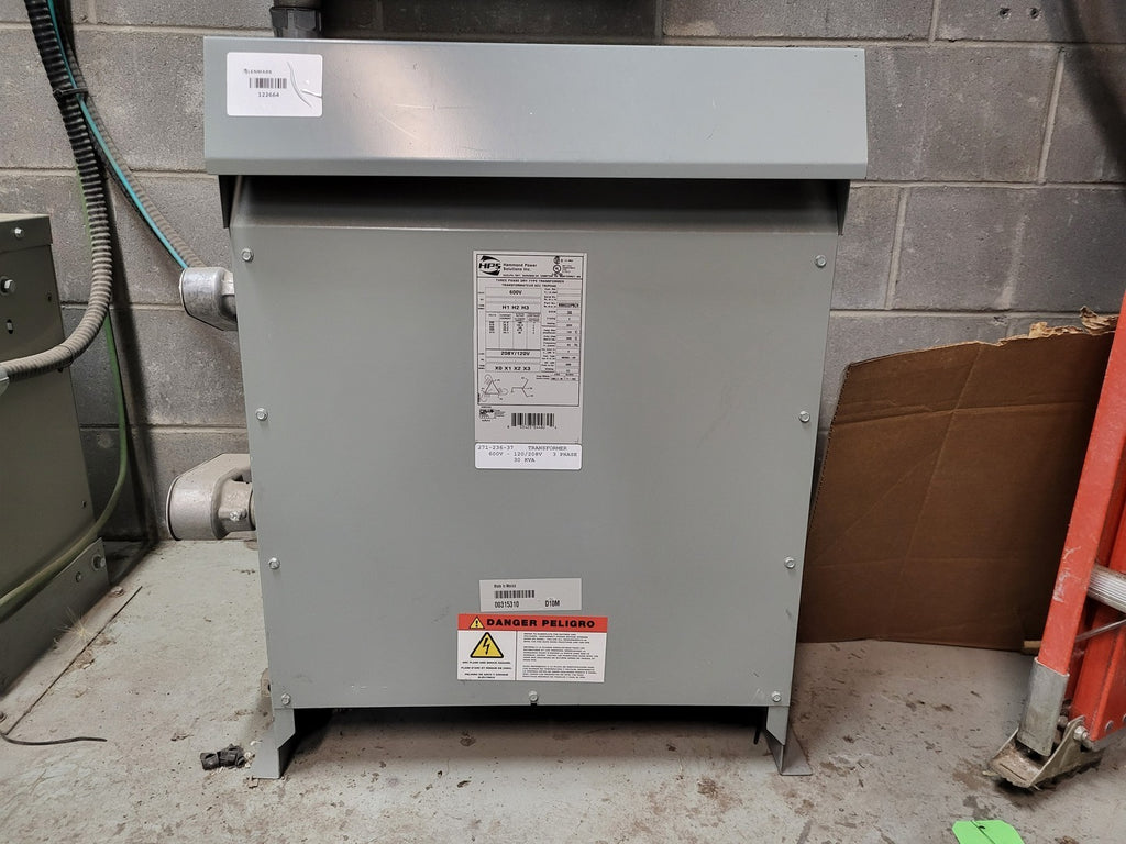 HAMMON POWER SOLUTIONS INC. 30 kVA Transformer, 600 pri. volts, 208Y/120 sec. volts NMK030PBCN 