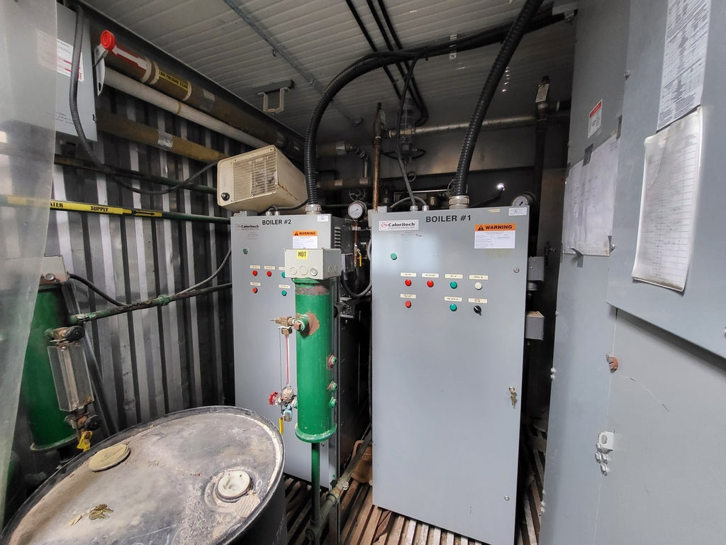 CALORITECH Dual Electric Boiler Container Package with 2 Boilers, 75 kVA Transformer, Pumps & Electrical Distribution