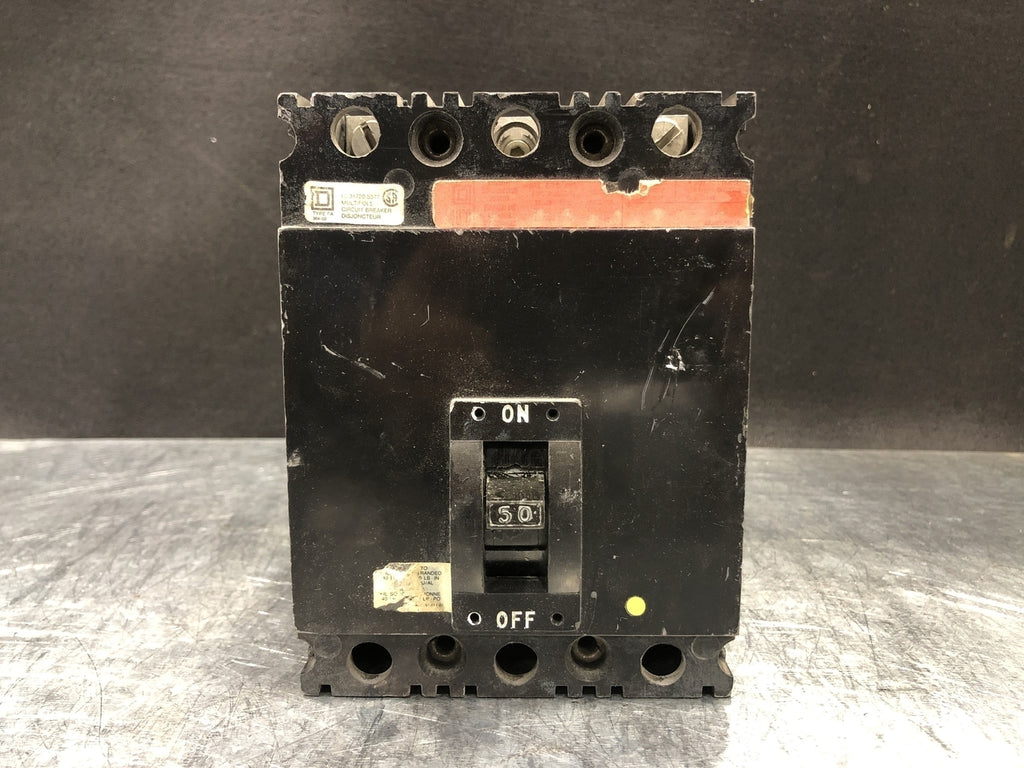 SQUARE D 50 Amp, 3 Pole, 600 Volts Circuit Breaker FHL36050