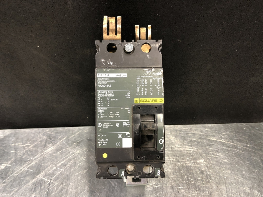 SQUARE D 15 Amp, 2 Pole, 600 volts Circuit Breaker FH26015AB