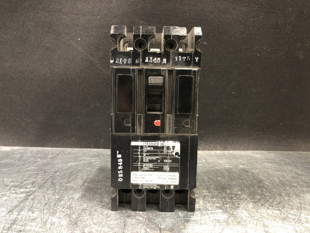 ITE 70 Amp, 3 Pole, 480 Volts Circuit Breaker E43B070