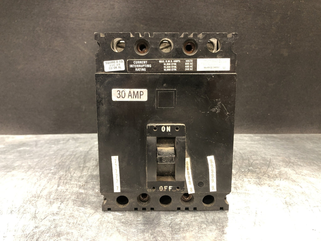 SQUARE D 30 Amp, 3 Pole, 600 Volts Circuit Breaker FAL36030
