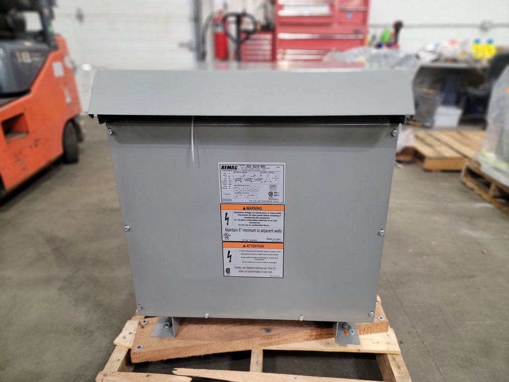 BEMAG 45 kVA Transformer, 600 Delta pri. volts, 208Y/120 sec. volts 423-5219-000