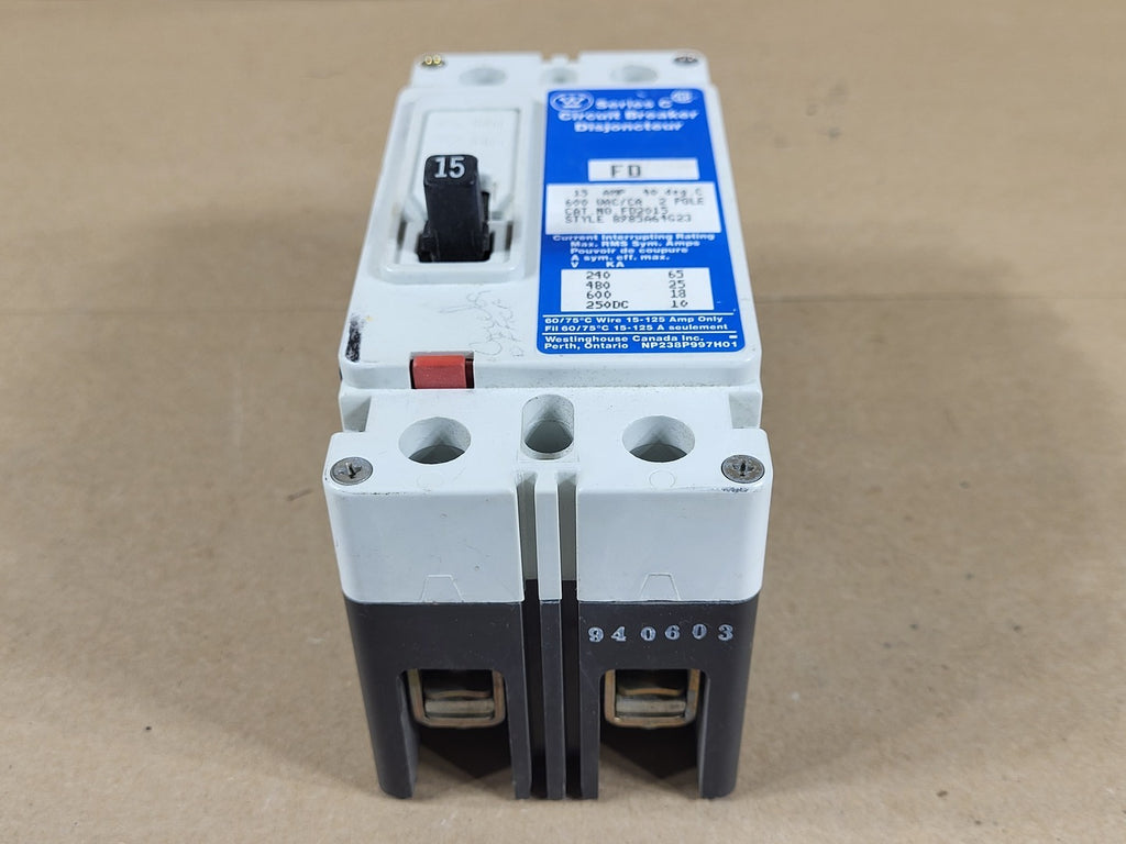 WESTINGHOUSE 15 Amp, 2 Pole, 600 Volts Circuit Breaker FD2015