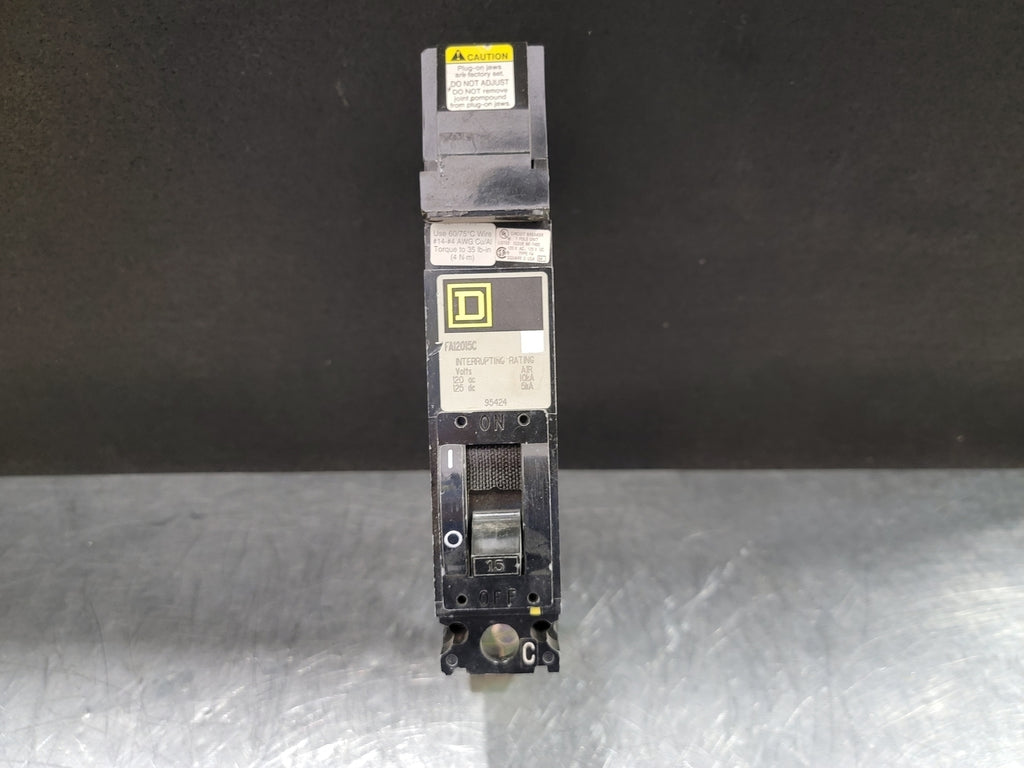 SQUARE D 15 Amp, 1 Pole, 120 Volts Circuit Breaker FA12015C