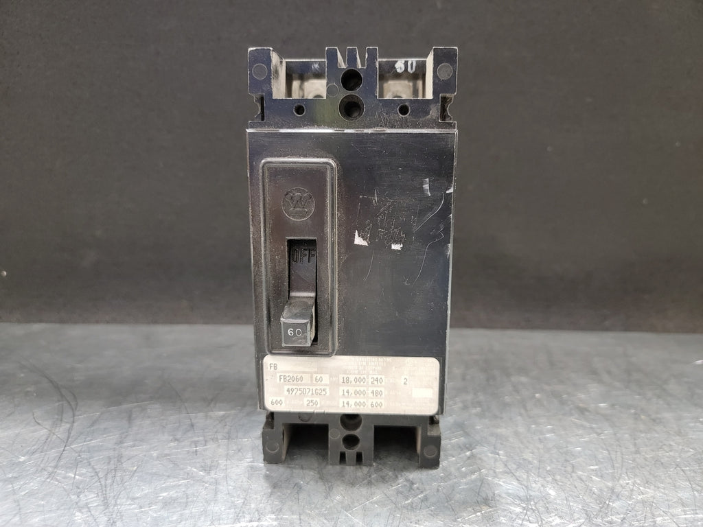 WESTINGHOUSE 60 Amp, 2 Pole, 600 Volts Circuit Breaker FB2060