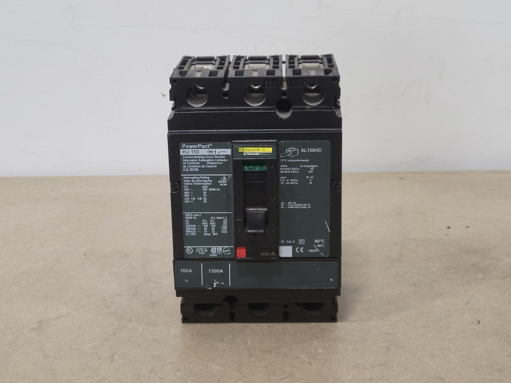 SQUARE D 100 Amp, 3 Pole, 600 Volts Circuit Breaker HJL36100