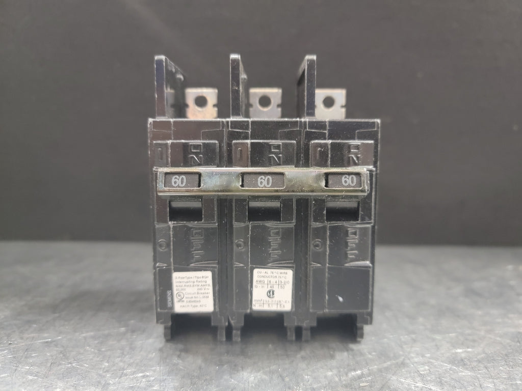 SIEMENS 60 Amp, 3 Pole, 240 Volts Circuit Breaker BQ3B060H