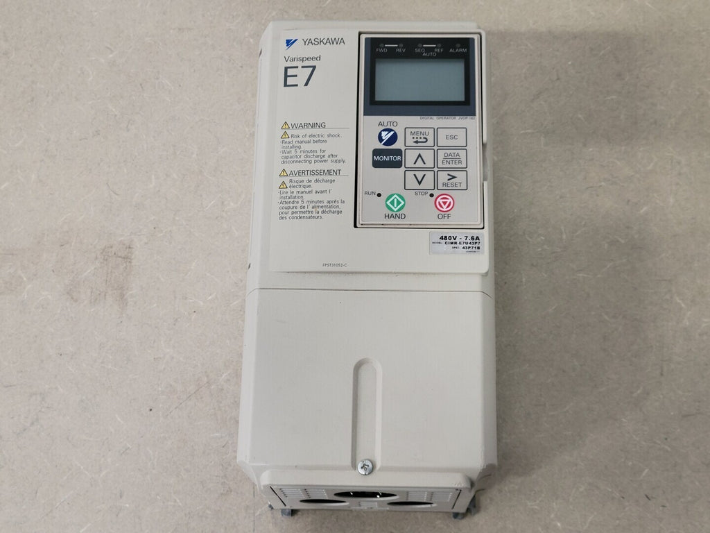 YASKAWA 5 hp, 480 Volts, 3-Phase VFD Drive E7 CIMR-E7U43P7 43P71B