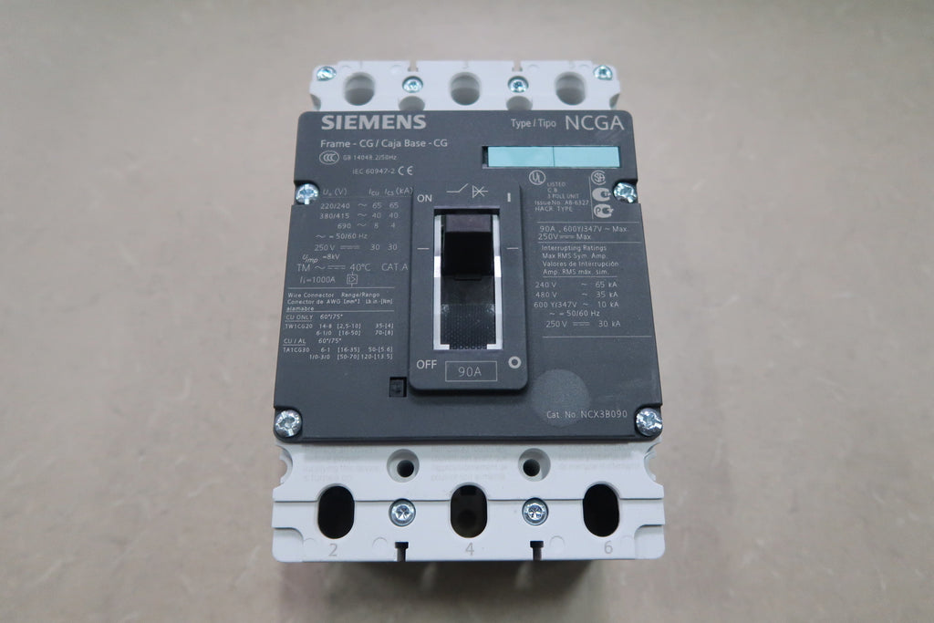 SIEMENS 90 Amp, 3 Pole, 600Y/347 Volts Circuit Breaker Frame NCX3B090 
