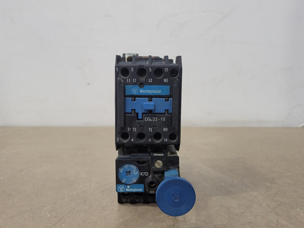 WESTINGHOUSE 40 Amp, 3 Pole, 1NO, 220 Volts Contactor DSL22-10 w/ Overload Relay K7D