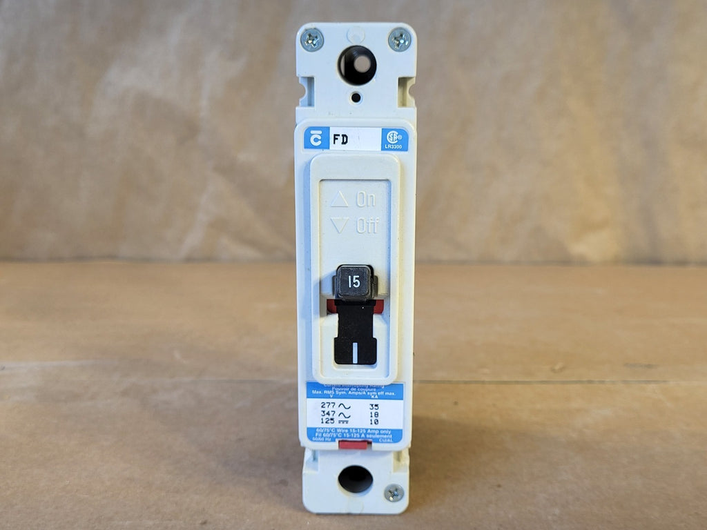 CUTLER-HAMMER 15 Amp, 1 Pole, 347 Volts Circuit Breaker FD1015