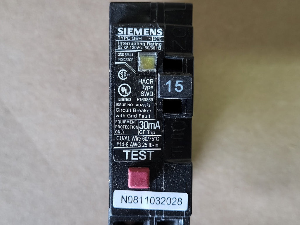 SIEMENS 15 Amp, 1 Pole, 120/240 Volts Circuit Breaker QE115H