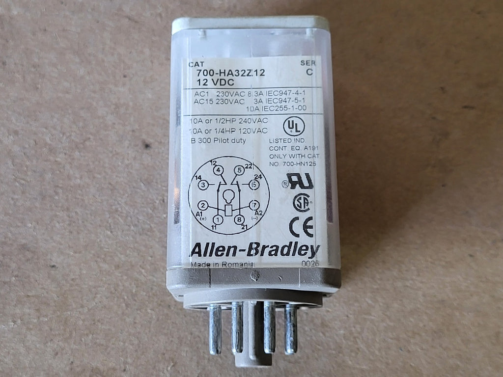 ALLEN-BRADLEY 10 Amp 12 VDC, 8-Pin Tube Base Relay 700-HA32Z12
