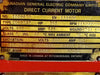 CANADIAN GENERAL ELECTRIC 395 hp, 600 volts, 1150/2000 rpm, CD5637AT, Electric DC Motor 131896