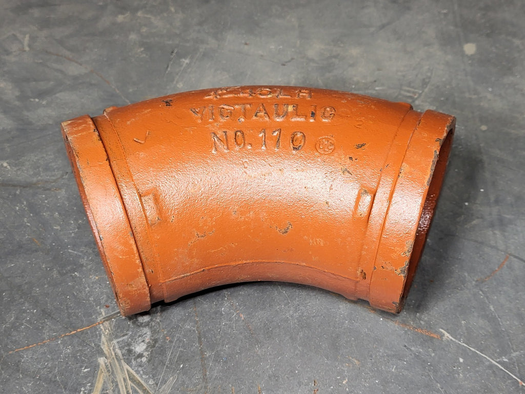 VICTAULIC 6" Grooved 45° Elbow Fitting, Ptd. Orange, No. 110