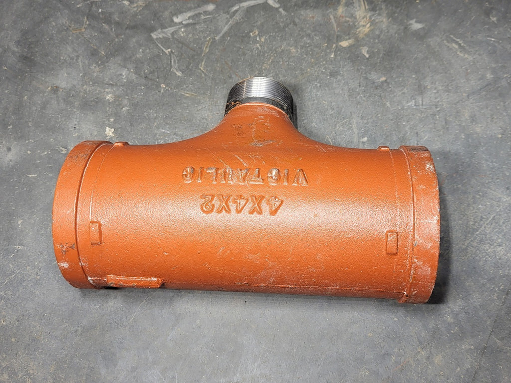 VICTAULIC Grooved End Reducing Tee Male NPT 4"x4"x2", No. 29