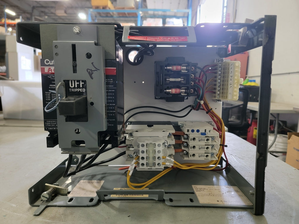 CUTLER-HAMMER 50A MCC Bucket w/ FS360050 Breaker, Contactor & Control Transformer