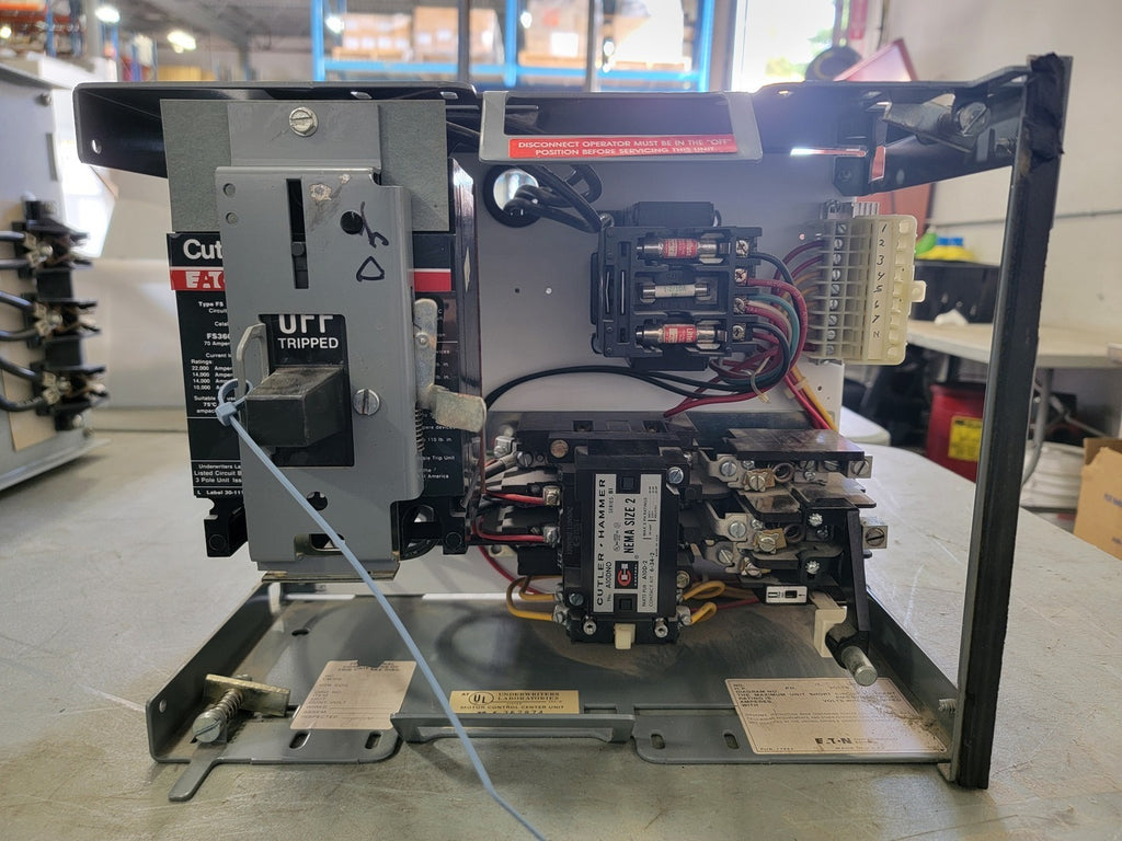 CUTLER-HAMMER NEMA Size 2 MCC Bucket w/ 70A Breaker & Combo Starter - 45A, 25HP, 600V