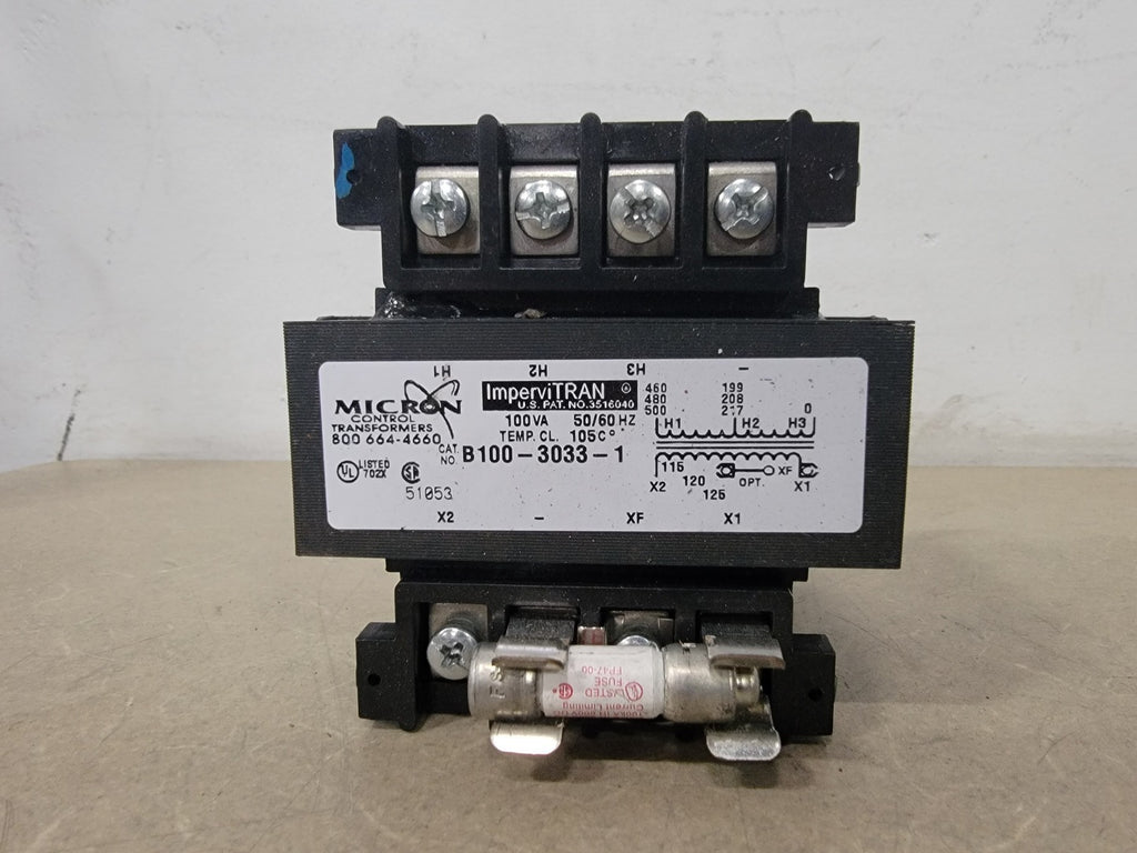 MICRON 100 VA Control Transformer 208/480 Pri. Volts, 120 Sec. Volts B100-3033-1