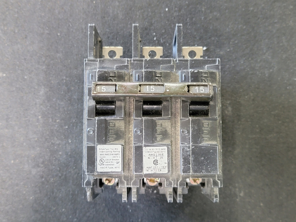 SIEMENS 15 Amp, 3 Pole, 240 volts Circuit Breaker BQ3B015