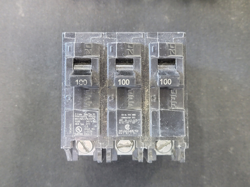 SIEMENS 100 Amp, 3 Pole, 240 Volts Circuit Breaker B3100