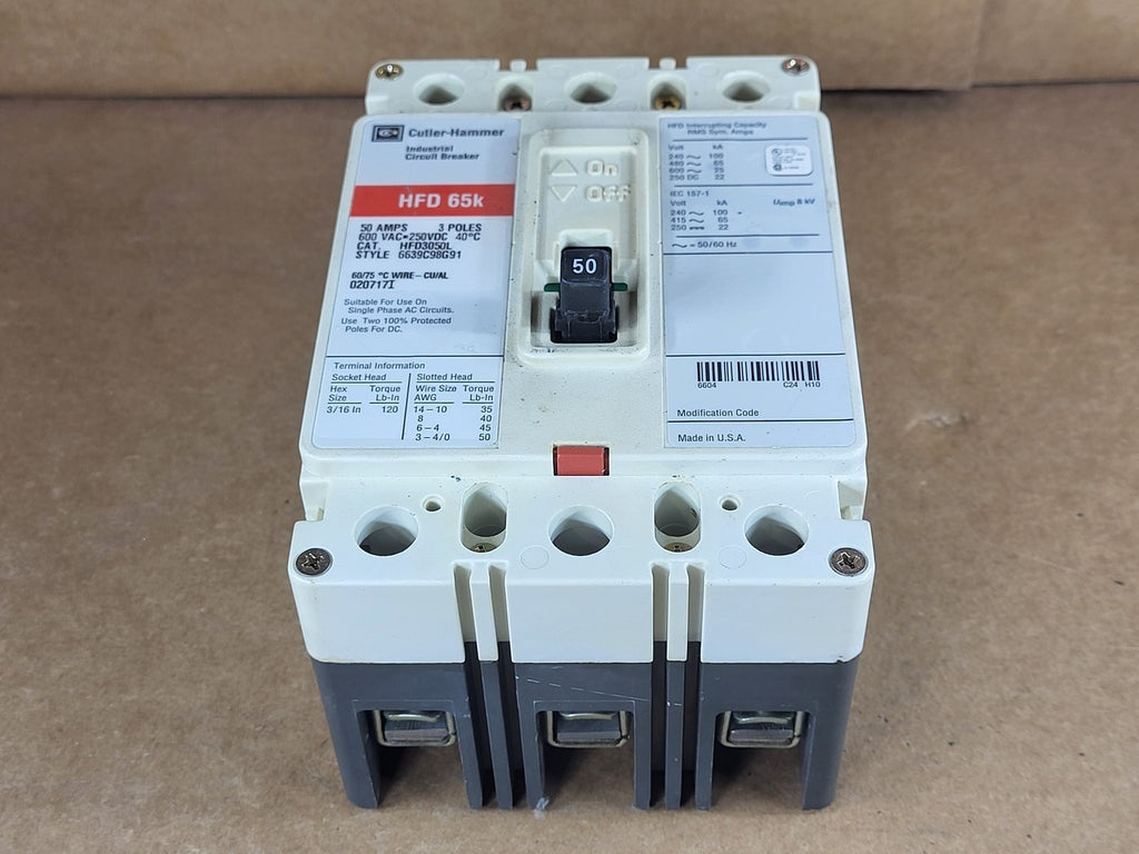 CUTLER-HAMMER 50 Amp 3 Pole Circuit Breaker HFD3050L