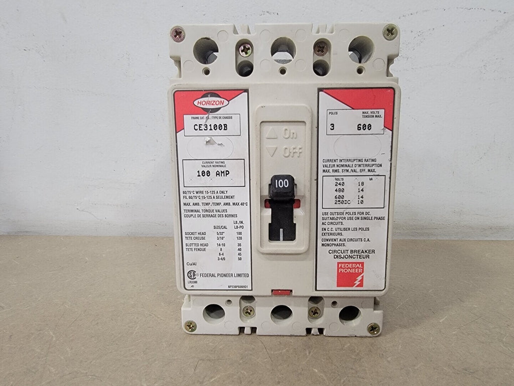 FEDERAL PIONEER 100 Amp, 3 Pole, 600  Volts Circuit Breaker CE3100B