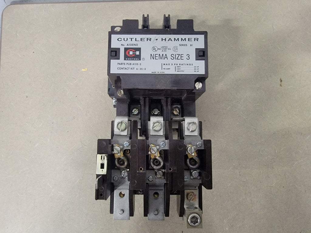 CUTLER-HAMMER A10EN0 NEMA Size 3 Magnetic Contactor 90A 600V 3-Phase Motor Starter