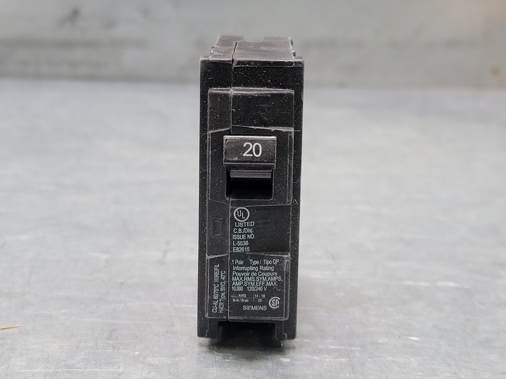 SIEMENS 20 Amp, 1 Pole, 120/240 volts Circuit Breaker Q120