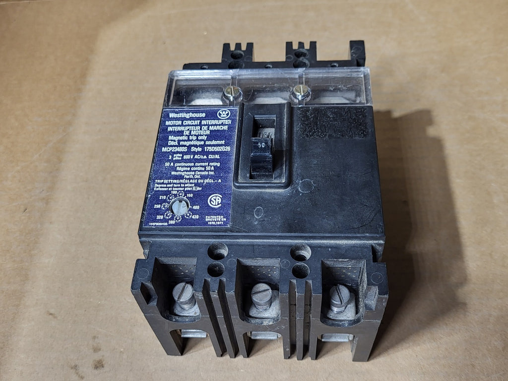 WESTINGHOUSE 50 Amp, 3 Pole, 600 Volts Circuit Breaker MCP23480S