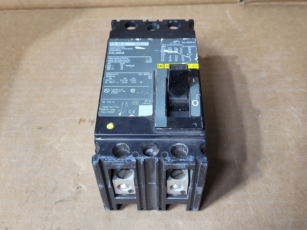 SQUARE D 45 Amp, 2 Pole, 480 Volts Circuit Breaker FAL24045