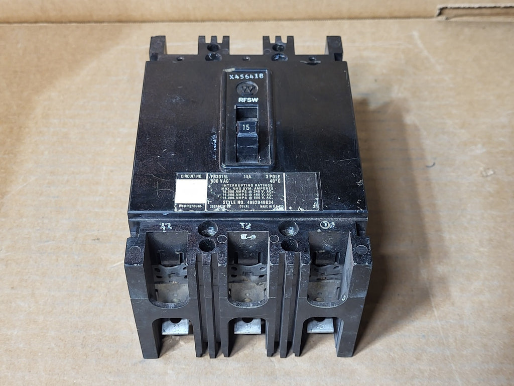WESTINGHOUSE 15 Amp, 3 Pole, 600 Volts Circuit Breaker FB3015L