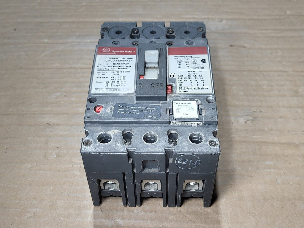 GENERAL ELECTRIC 30 Amp, 3 Pole, 600 Volts Circuit Breaker SELA36AT0030