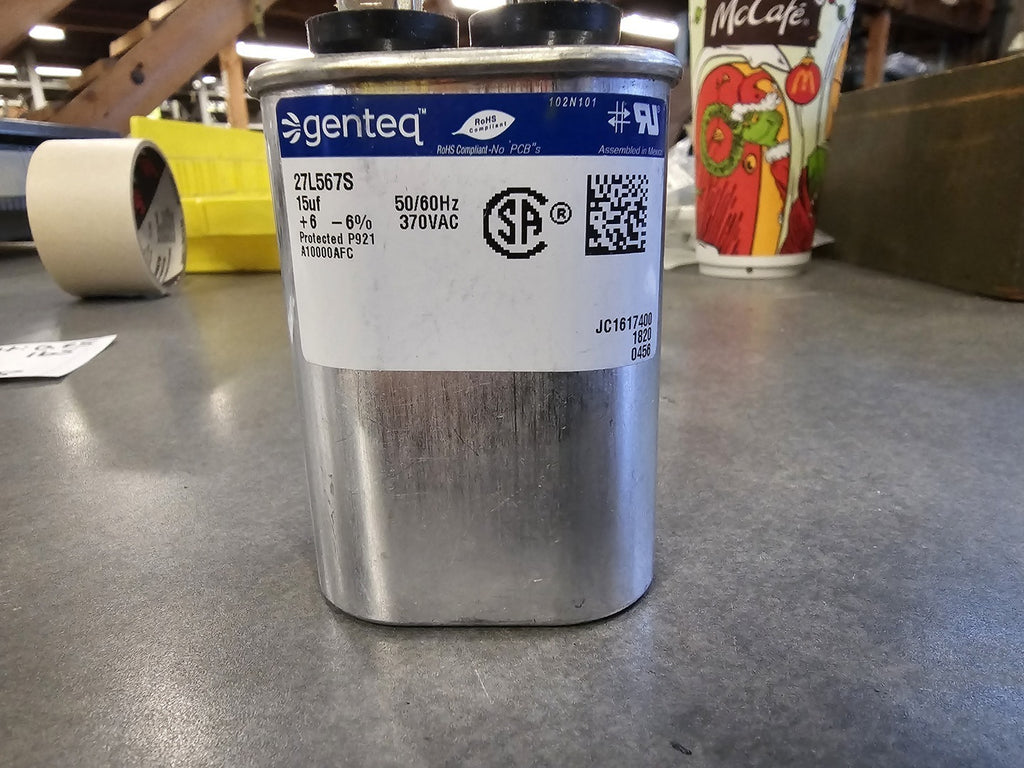 GENTEQ 15uf 370VAC Oval Capacitor 27L567S