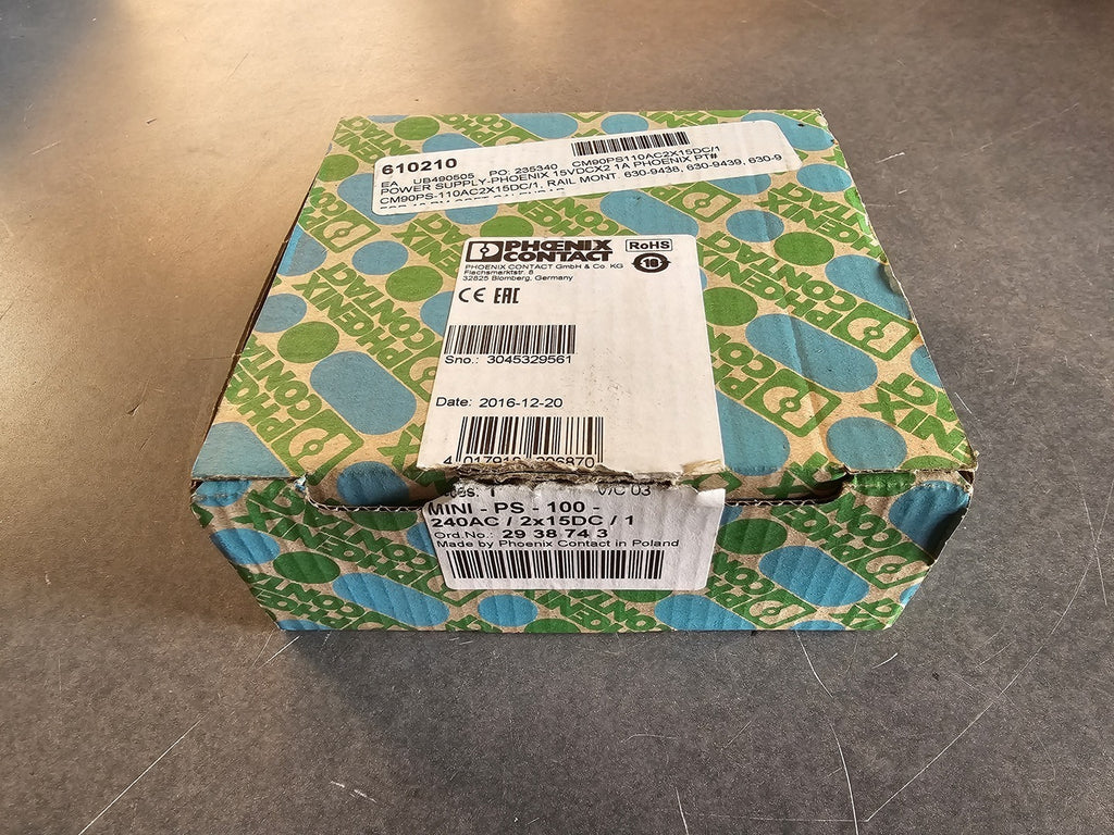 PHOENIX CONTACT Power Supply MINI-PS-100-240AC/2X15DC/1, 2938743