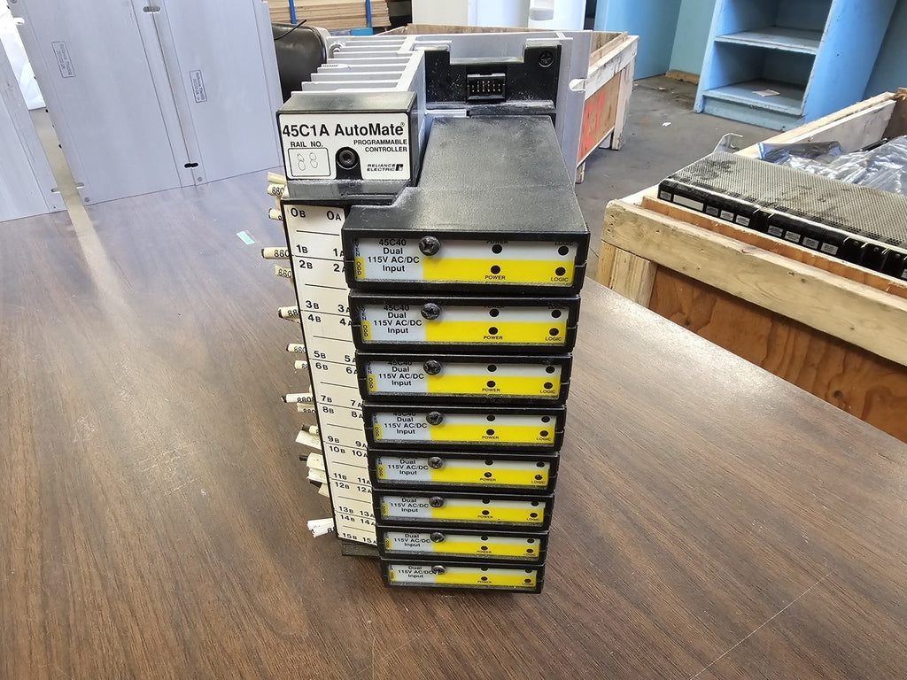 RELIANCE ELECTRIC  AutoMate 45C1A Programmable Controller w/ 8 x 45C40 Modules