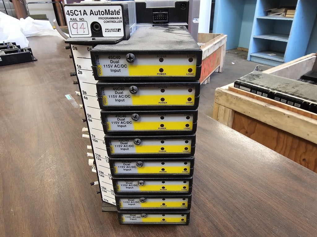 RELIANCE ELECTRIC  AutoMate 45C1A Programmable Controller w/ 8 x 45C40 Modules