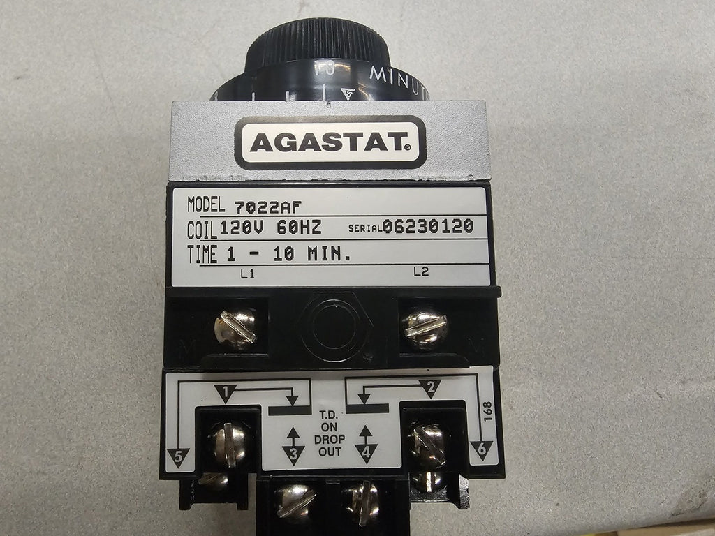 AGASTAT 7022AF Time Delay Relay, 10 Amps, 120 VDC, 1-10 Min Range