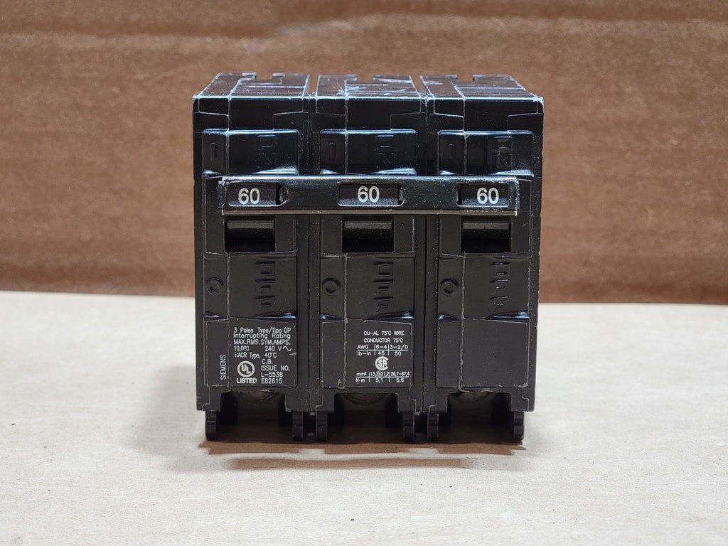 SIEMENS 60 Amp, 3 Pole, 240 Volts Circuit Breaker Q360